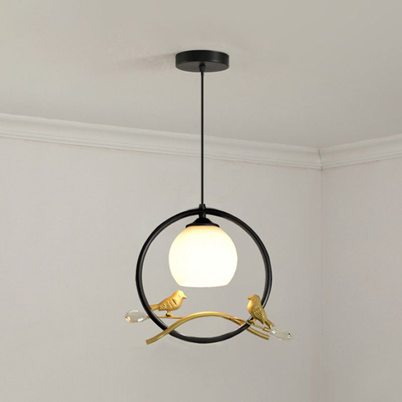 Sphère contemporaine luminaire luminaire 1 les lampes de montage à chasse d'eau légère avec oiseaux