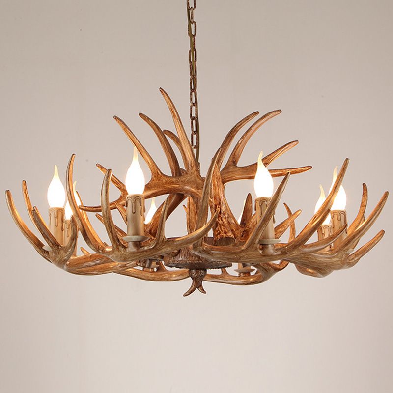 Deer Antler Chandelier Light Fixture Rustic Vintage Plastic Pendant Lighting for Restaurant