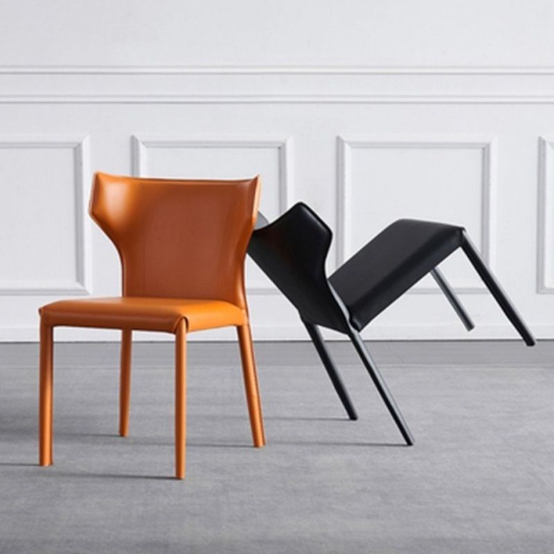 Modern Style Faux Leather Dining Chair Wingback Armless Chair