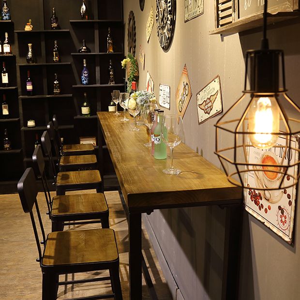 Industrial 1/6/11 Pieces Bar Table Set Rectangle Wood Counter Table with Stools