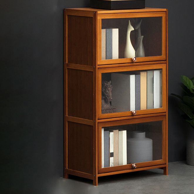 Contemporary Style Wood Bookcase Closed Back Bookshelf with Door for Home