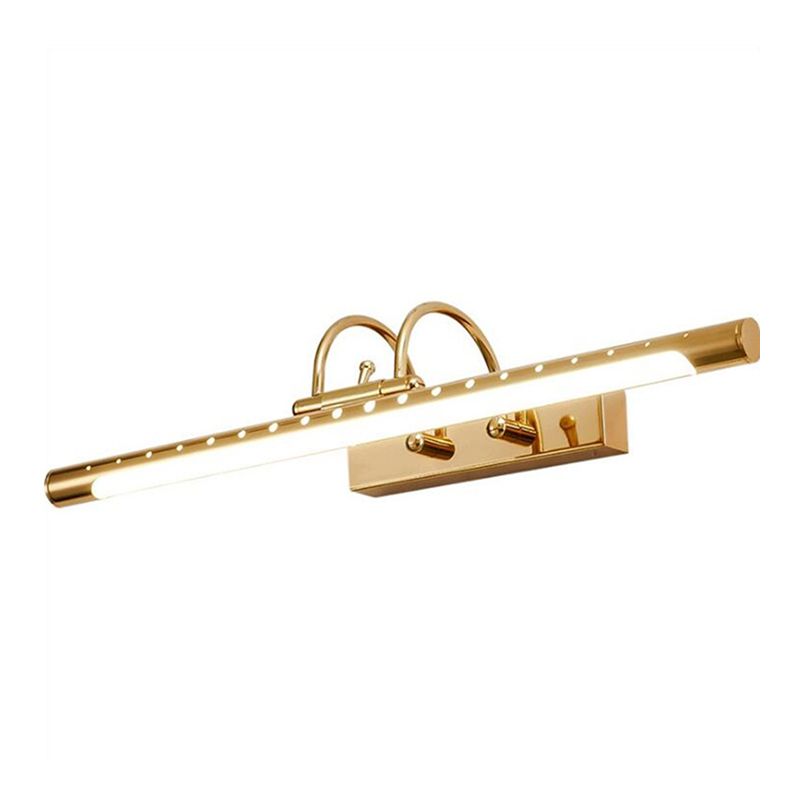 Metal Linear Shade Wall Lighting Modern 1 Light Mirror Wall Mount Light Fixture in Gold