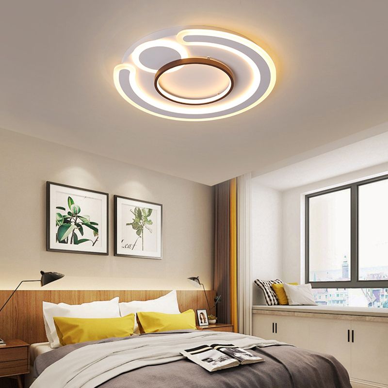 16.5"/20.5"/24.5" Wide Metal Round Ceiling Flush Mount Nordic Style White Flush Lamp in Warm/White