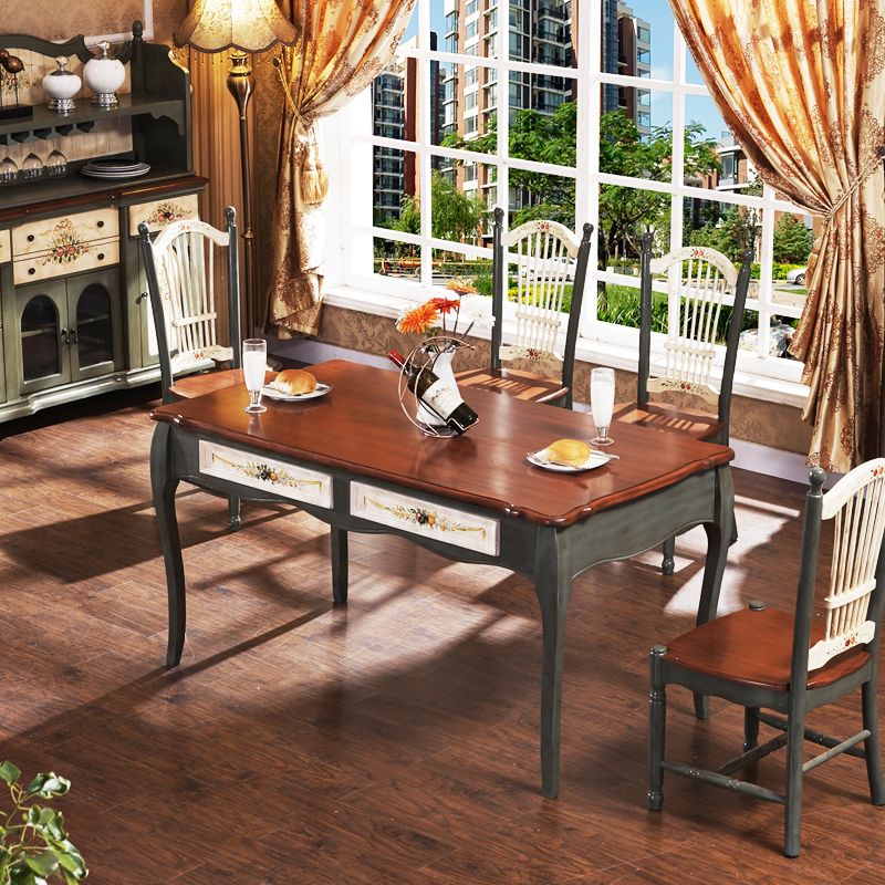 Mid-Century Modern Dining Table Rectangle Solid Wood Dining Table for Home Use