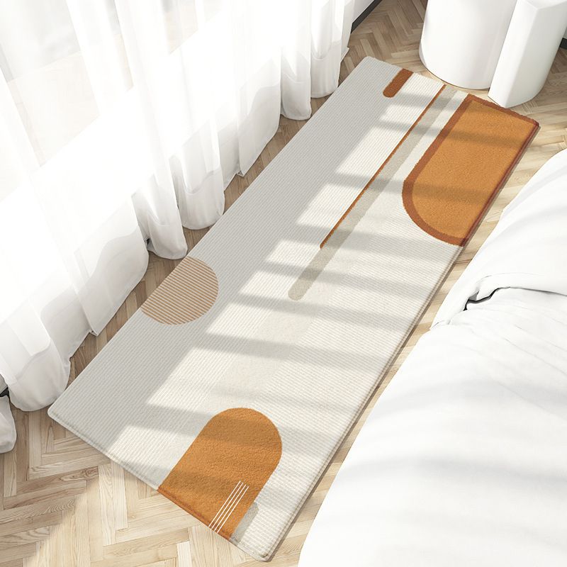 Orange Color Piece Rug Polyester Nordic Area Rug Stain Resistant Rug for Bedroom