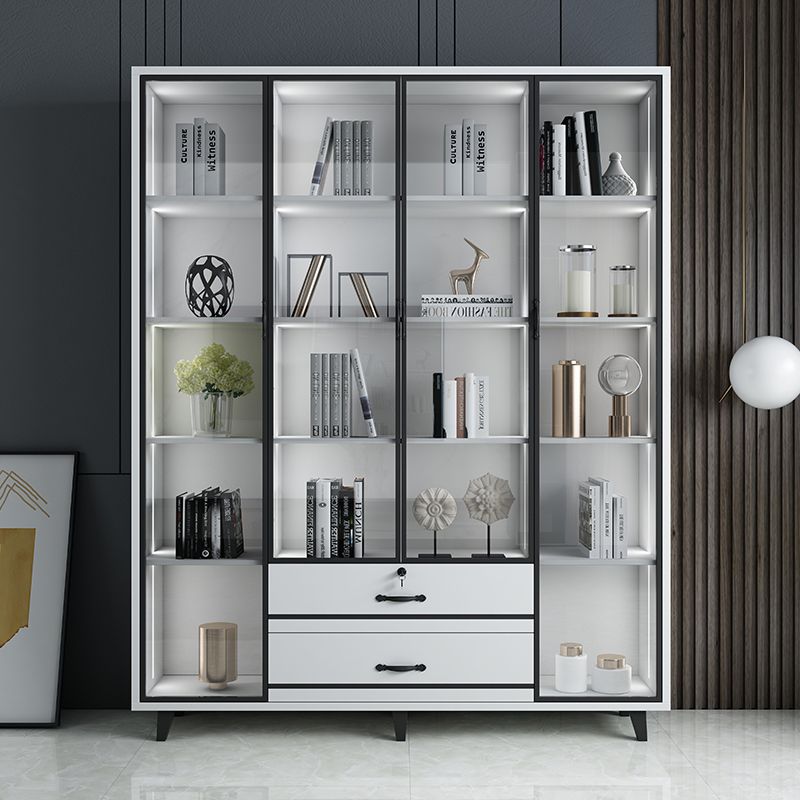 82.68"H Bookcase Contemporary Style Bookshelf With Doors for Office Home