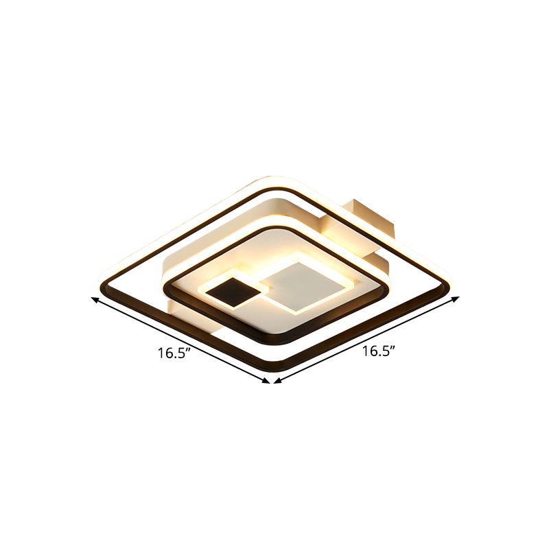 Square Metal Ceiling Flush Mount Nordic LED Black Flushmount Lighting for Bedroom, 16.5"/20.5" W