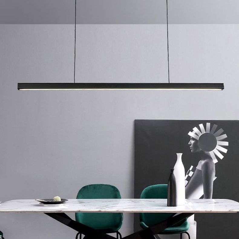 Modern Minimalist Style Linear Island Light Fixture Wood Pendant Light