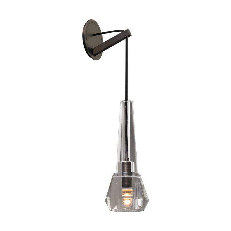 Crystal Unique Wall Sconce Modern 1 Light Wall Mount Light Fixture in Black