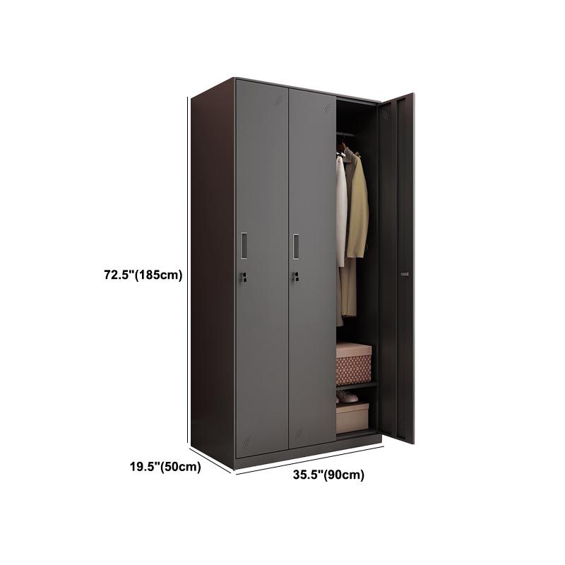 Black Metal Wardrobe Cabinet Contemporary Hinged Wardrobe Armoire