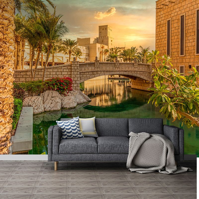 Construction Mural Wallpaper Mildew Resistant Modern Style Living Room Decoration
