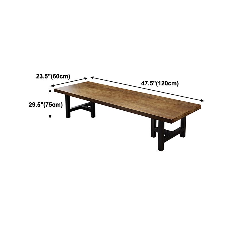 Pine Wood Top Rectangular Office Desk Industrial Desk with Black Metal Base