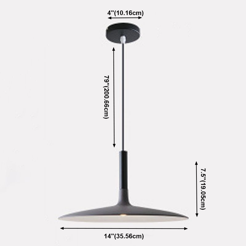 Pendante intérieure minimaliste, éclairage pendentif en métal plat macaron à 1 lumière