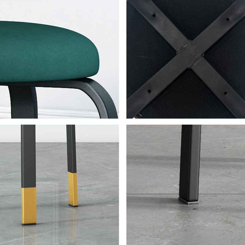 Footstool Ottoman Upholstered Metal Frame Fabric Modern Solid Round Ottoman