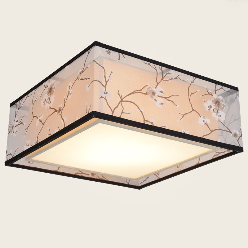 Fabric Square Flush Mount Ceiling Fixture Modern Flush Ceiling Light Fixture for Bedroom