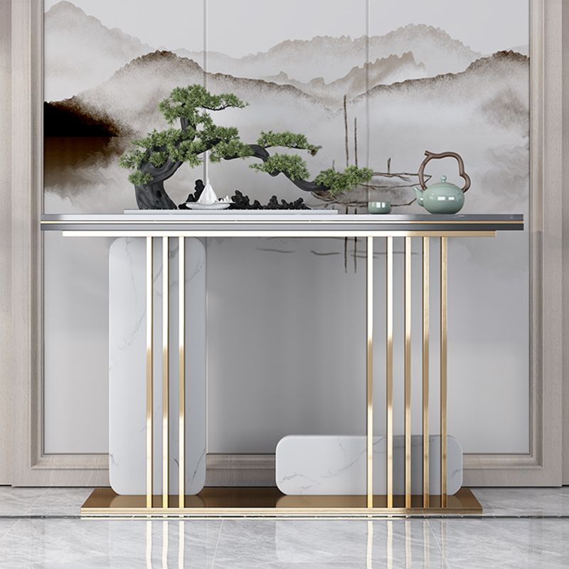 Glam Marble Rectangle Console Table 1-shelf 31.5" Tall Accent Table