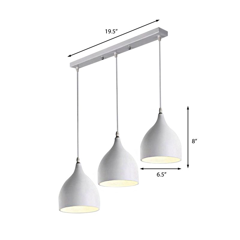 Metallic Black/White Ceiling Pendant Lighting Dome Shade 3 Lights Modernist Style Hanging Light