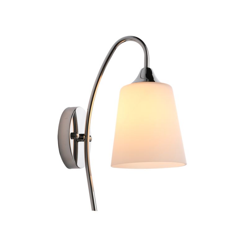 1 Kopf -Trompeten -Wandbeleuchtung Moderne Milchglas Leuchte in Chrom für Treppe