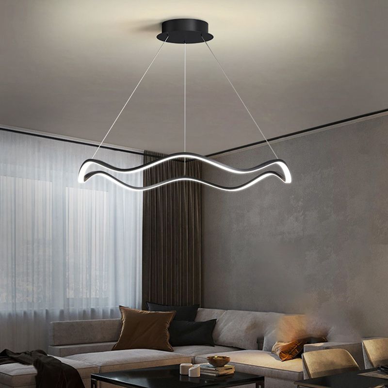 Metal Linear Chandelier Modern Style LED 2 Light Chandelier Lamp for Dining Room