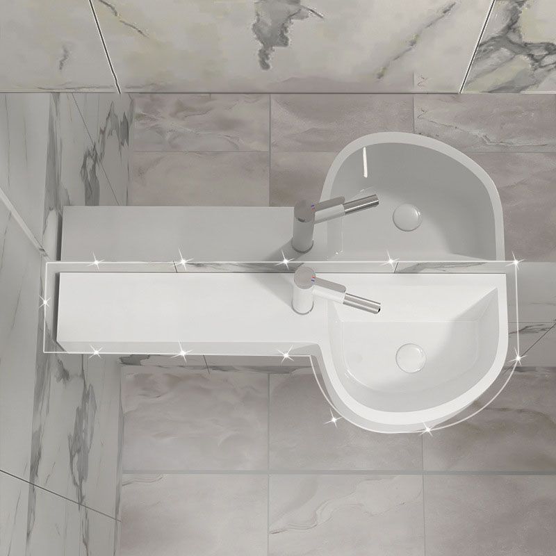 Contemporary Bathroom Sink Man Made Rock Specialty Wall Mount Bathroom Sink without Faucet