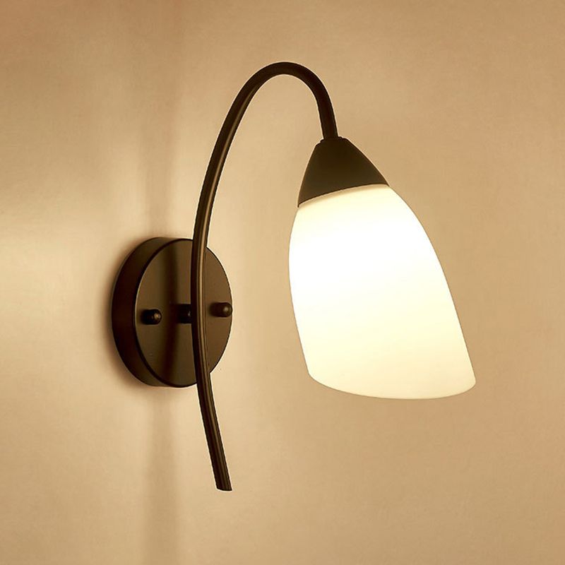Modern Black Vanity Lighting Glass Shade Wall Light Fixture for Bathroom