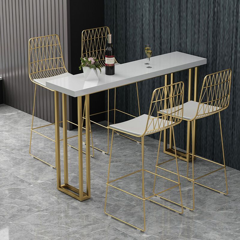 Glam Wood Pub Table with Rectangle Table Top Gold Sled Table - 41.3" H