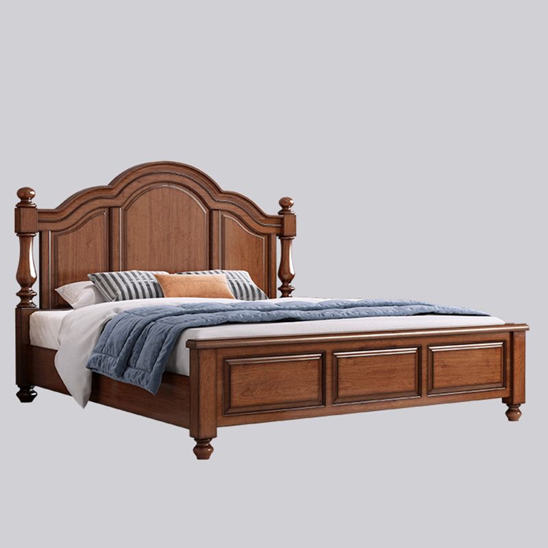 Mid-Century Modern Standard Bed Solid Wood Panel Bed with Headboard