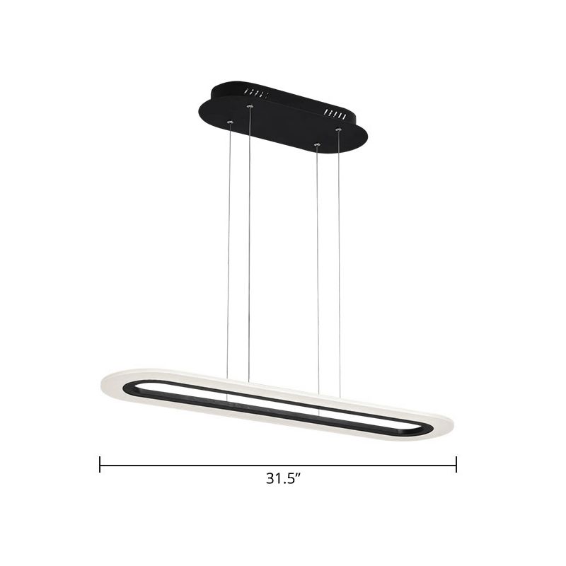 Acrylic Oblong LED Suspension Light Fixture Minimalist Style Hanging Lamp over Island