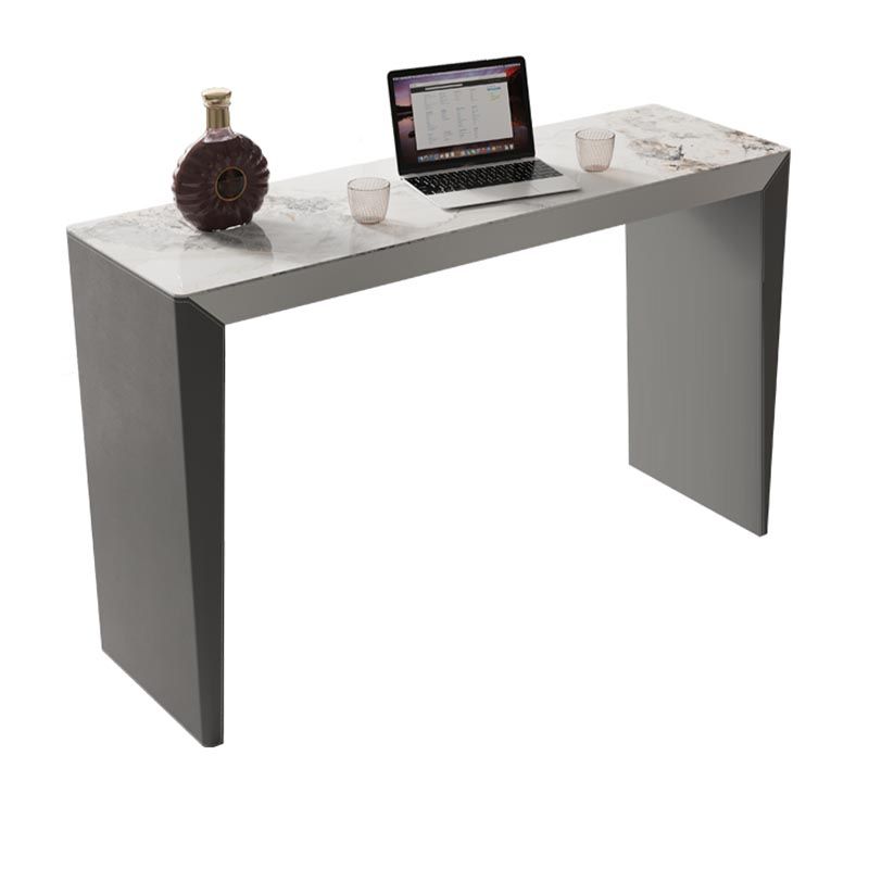 Living Room Counter Wine Table Rectangle Stone Modern Bar Height Pub Table in Grey