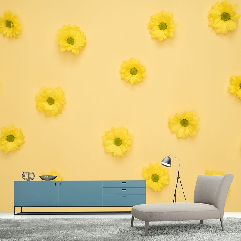 Flower Blossom Murals Modern Wall Covering for Sitting Room, Water Resistant