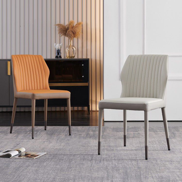 Sillas de comedor de metal de estilo moderno, sillas laterales sin brazos con respaldo lateral para cocina