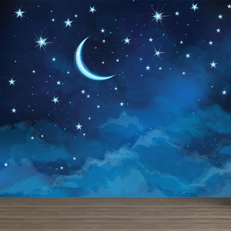 Stain Resistant Starry Night Mural Non-Woven Texture Modern Wall Decor for Girls Room