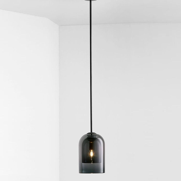 1 leichte Anhängerlampe moderne minimalistische Bell -Doppelglas -Hängelampe für Wohnzimmer