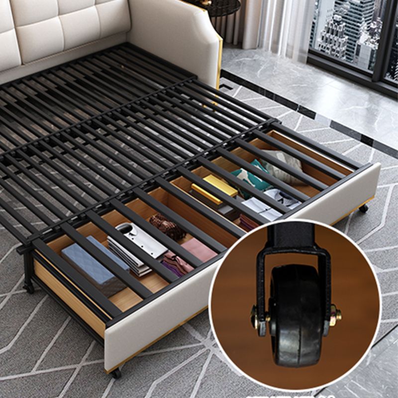 31.49" Tall White Sleeper Sofa Glam Style Biscuit Back Sofa Bed