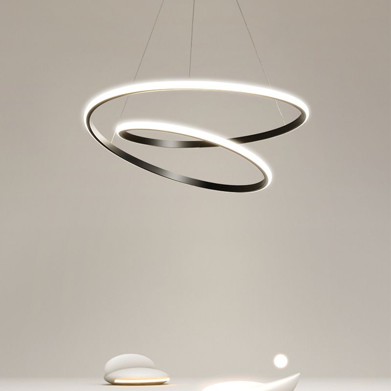 24" Wide Modern Chandelier LED Hanging Ceiling Lights for Living Room Dining Room