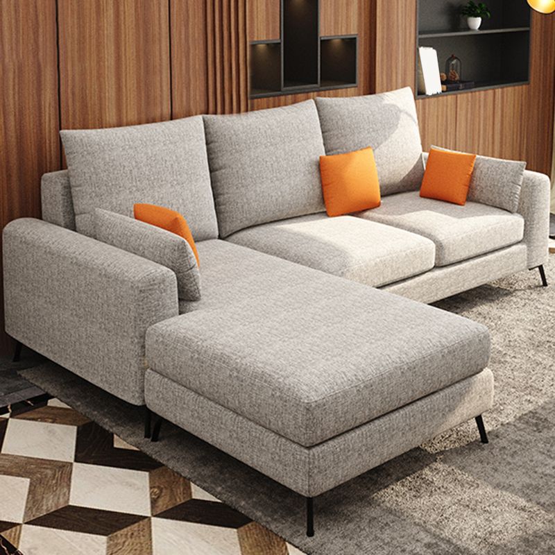 33.46" Tall Modern Linen Sectional/Sofa with Pillowed Back Cushions