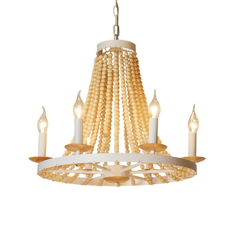 Candela lampadario leggero legno rustico 6 teste kit lampada sospesa gialla per soggiorno