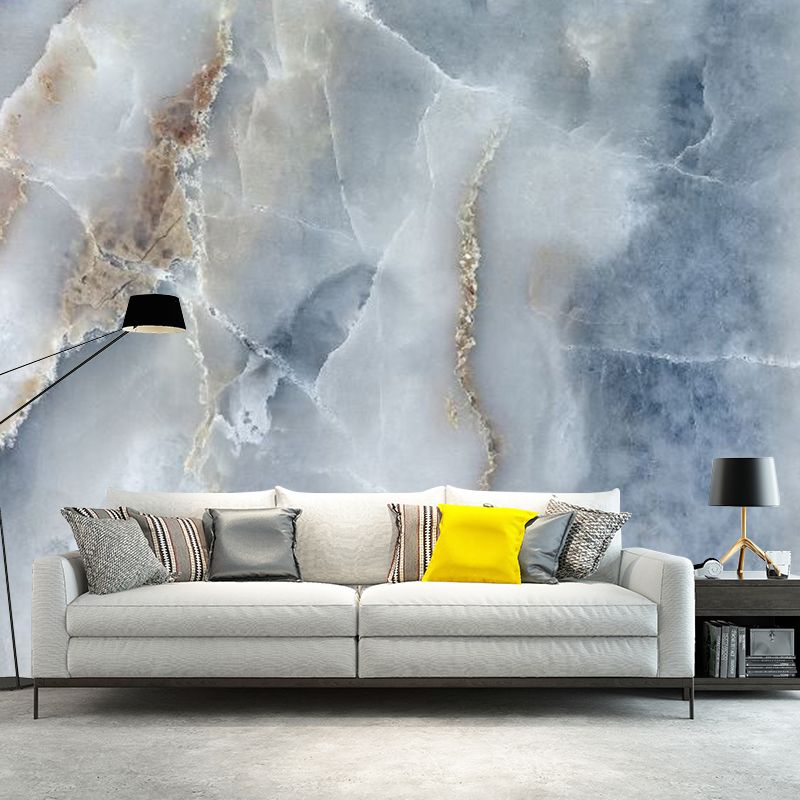 Faux Marble Wallpaper Mural Modern Stain Resistant Bedroom Wall Covering, Custom Size