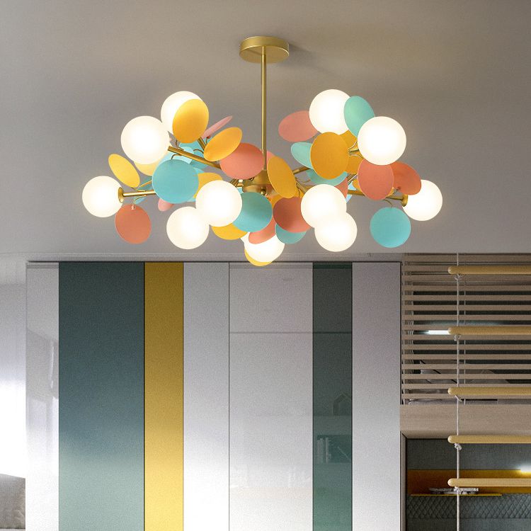 Moderne stijl bol plafond hanglamp multi -lichten melkglas kroonluchter verlichting