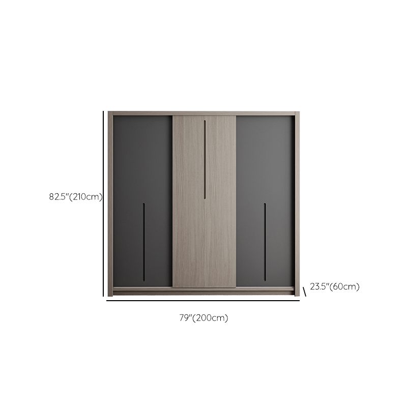 Grey Contemporary Storage Cabinet Faux Wood Cabinet with Sliding Doors