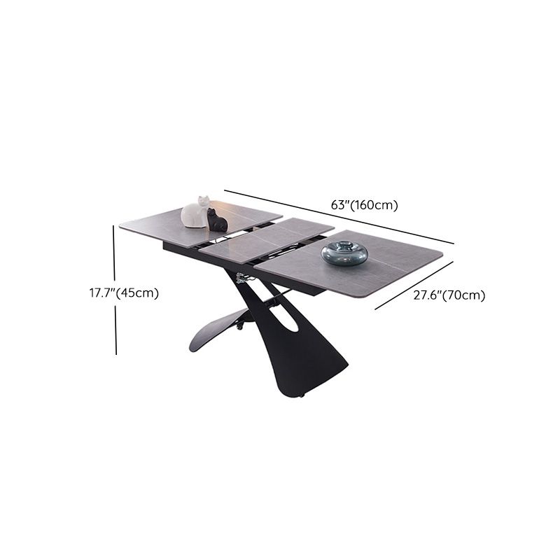 Cross Legs Rectangular Slate Coffee Table with Adjustable Height