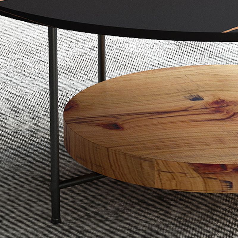 15.7 " H 4-Leg Metal Base Solid Color Round Slate Coffee Table For Living Room