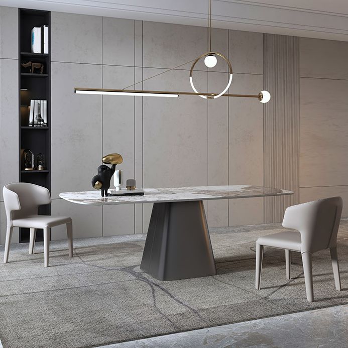 Modern Style Rectangle Dining Table Sintered Stone Pedestal Dining Table for Home Use