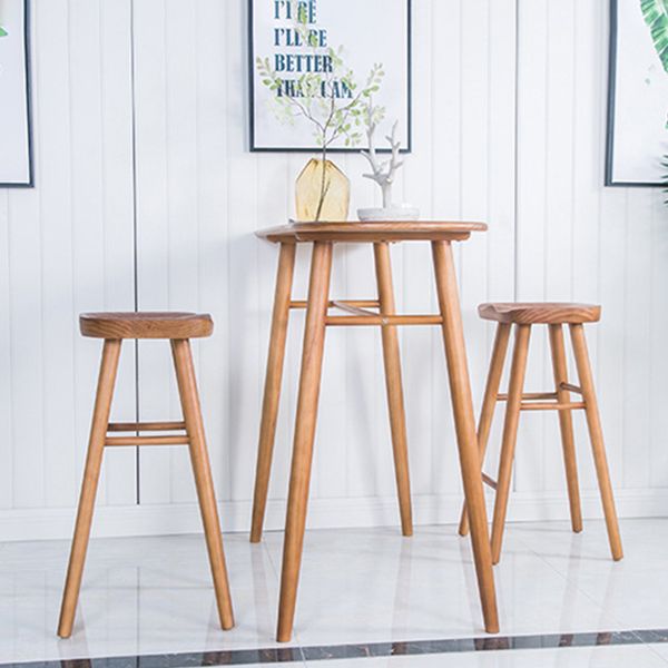 Contemporary Brown Wood Bar Table Free Form Counter Height Table with 4 Legs