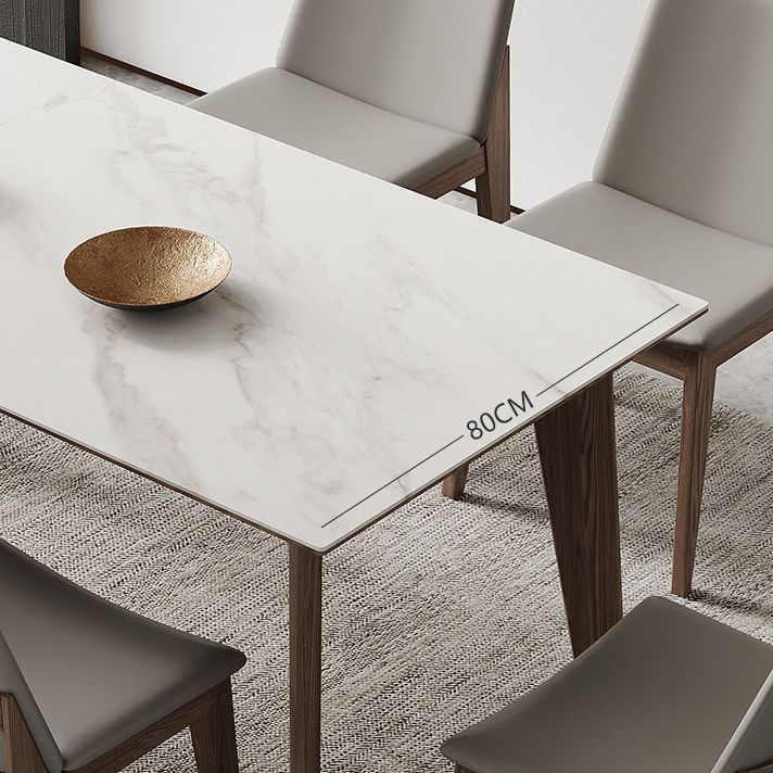 Industrial Style Dining Table Sintered Stone Table with Wooden Legs for Home Use