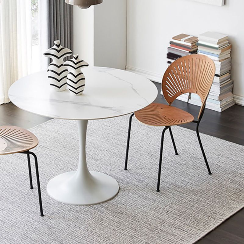 Modern Round Table Sintered Stone Table with Metal Legs for Home