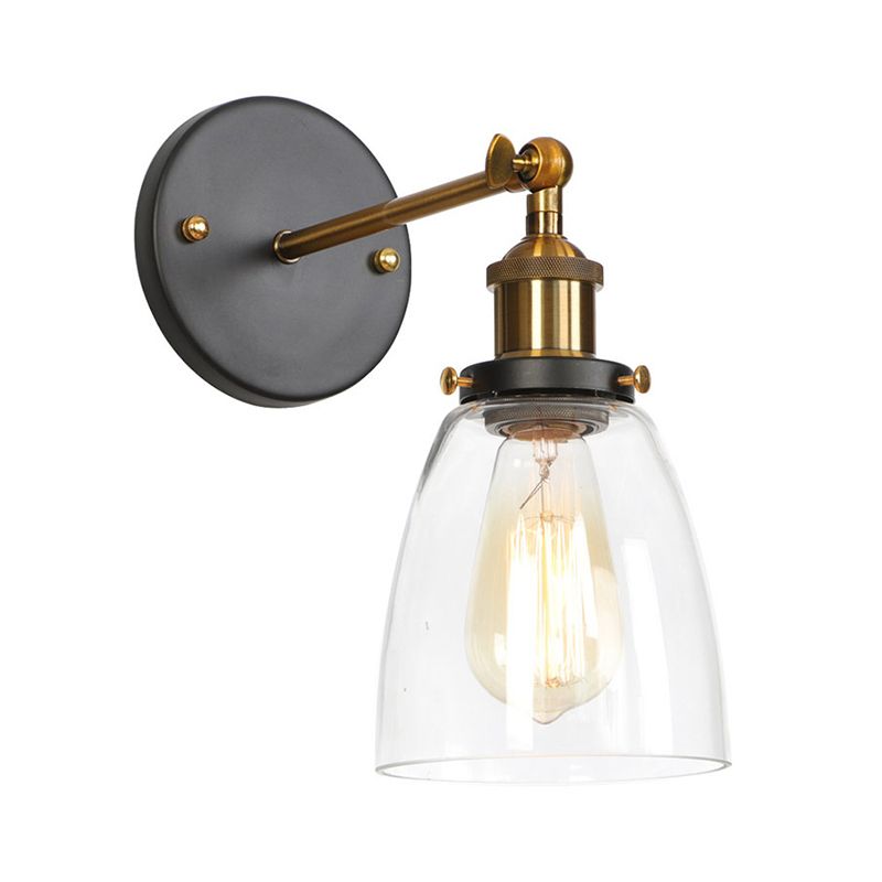 Schüssel/Kürbis/ausgestattetes Bett mit Lesen Wandlampe Antique Clear Glass 1 Glühbirne Schwarz-Brass-Wandleuchte mit Drehgelenk