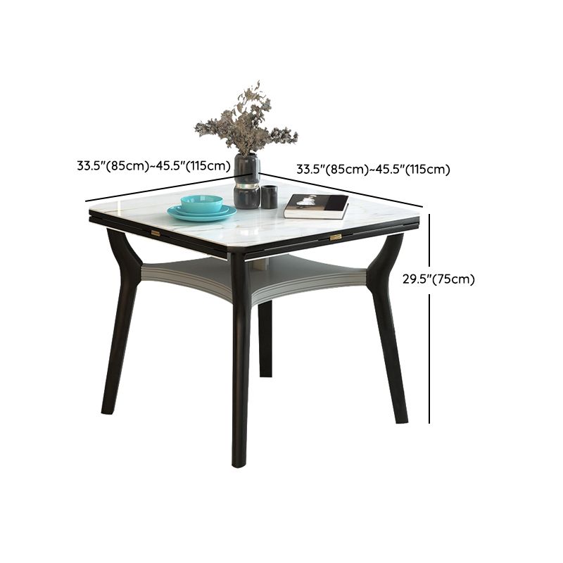 Modern Extendable Stone Drop Leaf Folding Square Dining Table for Dining Room