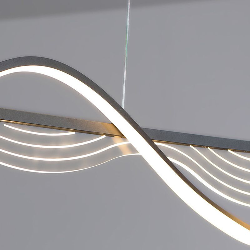 Linear Shape Chandelier Lighting Modern Style Metal 1 Lights Island Lamp in White/Black