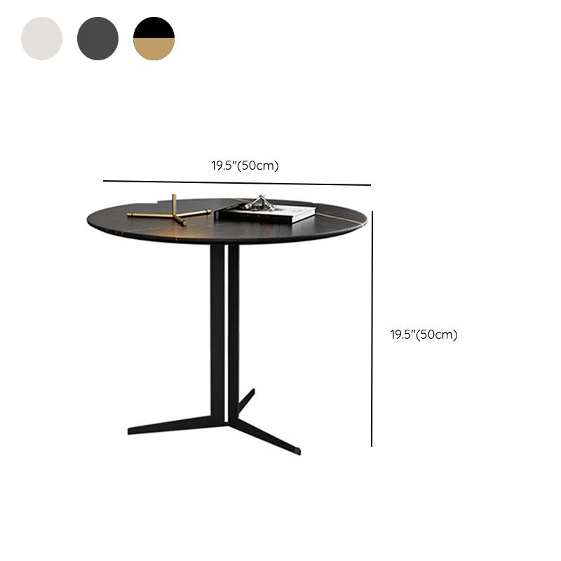 Contemporary Metal Corner Table Pedestal Round Side Accent Table with Pedestal Base